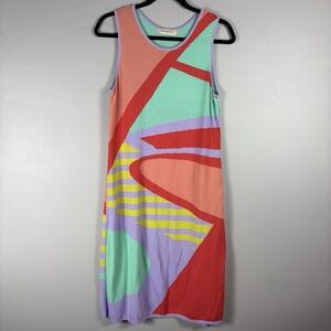 Aldo Martins Women's 10 Multicolor Abstract Pattern Sleeveless Sheath Midi Dress